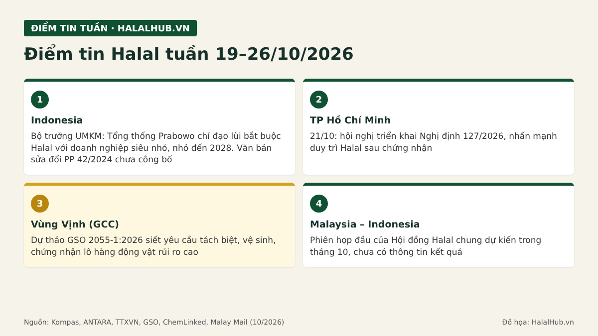 Halal weekly briefing, 19–26 October: Indonesia confirms extension for small businesses as Gulf prepares tighter standards