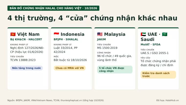 The 2026 Halal certification map for Vietnamese goods: which door to Indonesia, Malaysia and the Gulf?