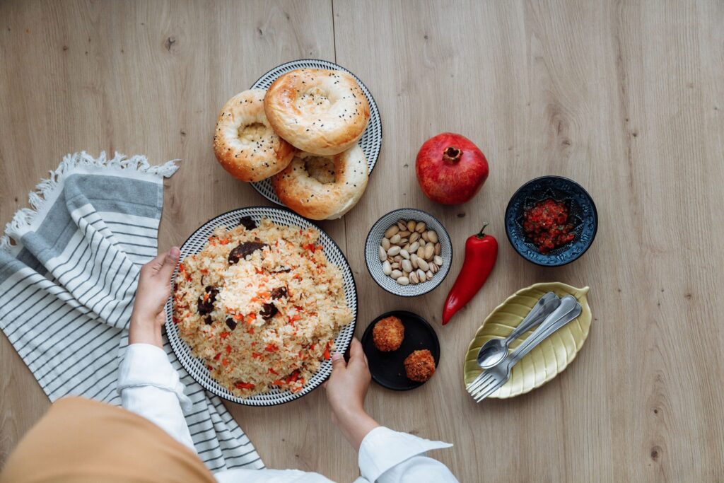 A diverse Halal food platter